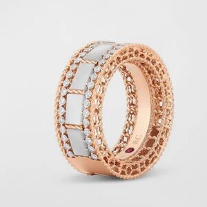 Roberto Coin 18K Yellow Gold Art Deco Mother of Pearl Ring with Diamonds